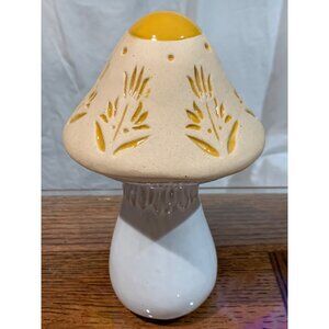 Ceramic Mushroom With Yellow Floral Embossed Design NWT